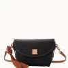 Pebble Grain Crossbody Saddle Bag Black -Online Sale Dooney & Bourke B2174G AWBLPATN