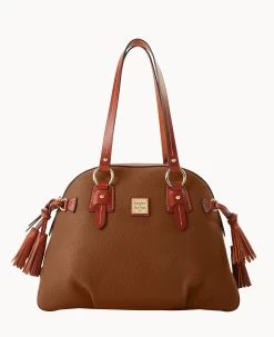 Pebble Grain Domed Satchel Wine -Online Sale Dooney & Bourke B2217G AWBFPATN