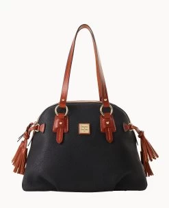 Pebble Grain Domed Satchel Wine -Online Sale Dooney & Bourke B2217G AWBLPATN