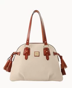 Pebble Grain Domed Satchel Wine -Online Sale Dooney & Bourke B2217G AWBOPATN