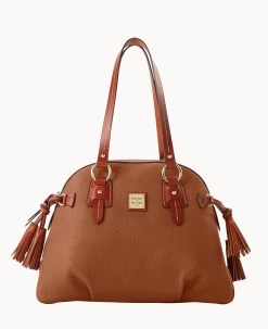Pebble Grain Domed Satchel Wine -Online Sale Dooney & Bourke B2217G AWCAPATN