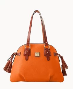 Pebble Grain Domed Satchel Wine -Online Sale Dooney & Bourke B2217G AWCEPATN