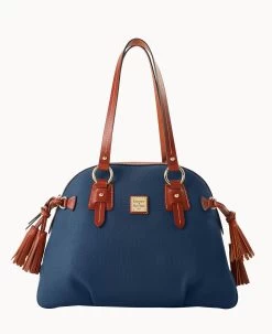 Pebble Grain Domed Satchel Wine -Online Sale Dooney & Bourke B2217G AWJEPATN