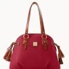 Pebble Grain Domed Satchel Wine 2 Pebble Grain Domed Satchel Wine -Online Sale Dooney & Bourke B2217G AWWNPATN