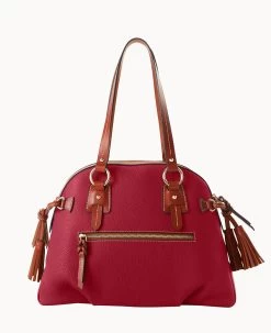 Pebble Grain Domed Satchel Wine -Online Sale Dooney & Bourke B2217G AWWNPATN ALT3