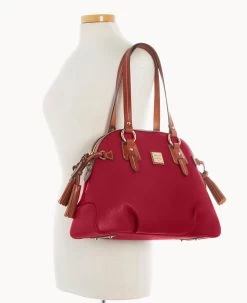 Pebble Grain Domed Satchel Wine -Online Sale Dooney & Bourke B2217G AWWNPATN ALT4