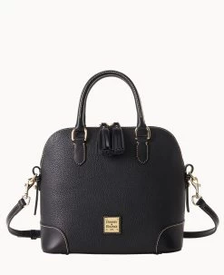 Pebble Grain Domed Satchel Black -Online Sale Dooney & Bourke B2257G AWBLPABL