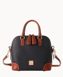 Pebble Grain Domed Satchel Black -Online Sale Dooney & Bourke B2257G AWBLPATN 1