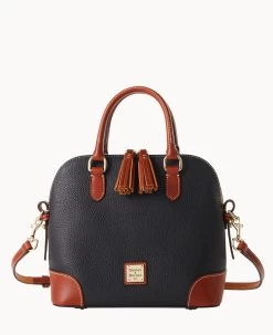 Pebble Grain Domed Satchel Black -Online Sale Dooney & Bourke B2257G AWBLPATN 2