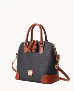 Pebble Grain Domed Satchel Black -Online Sale Dooney & Bourke B2257G AWBLPATN ALT1 1