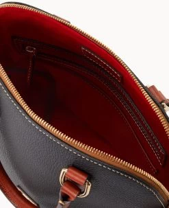 Pebble Grain Domed Satchel Black -Online Sale Dooney & Bourke B2257G AWBLPATN ALT2