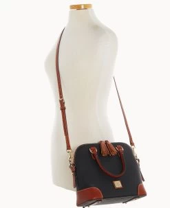 Pebble Grain Domed Satchel Black -Online Sale Dooney & Bourke B2257G AWBLPATN ALT4 1