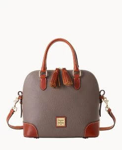 Pebble Grain Domed Satchel Black -Online Sale Dooney & Bourke B2257G AWELPATN
