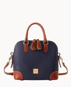 Pebble Grain Domed Satchel Black -Online Sale Dooney & Bourke B2257G AWMDPATN