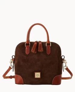Suede Domed Satchel Wine 29 Suede Domed Satchel Wine -Online Sale Dooney & Bourke B2257G SUBMPATN
