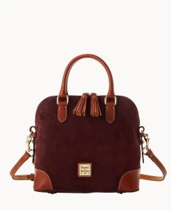 Suede Domed Satchel Wine