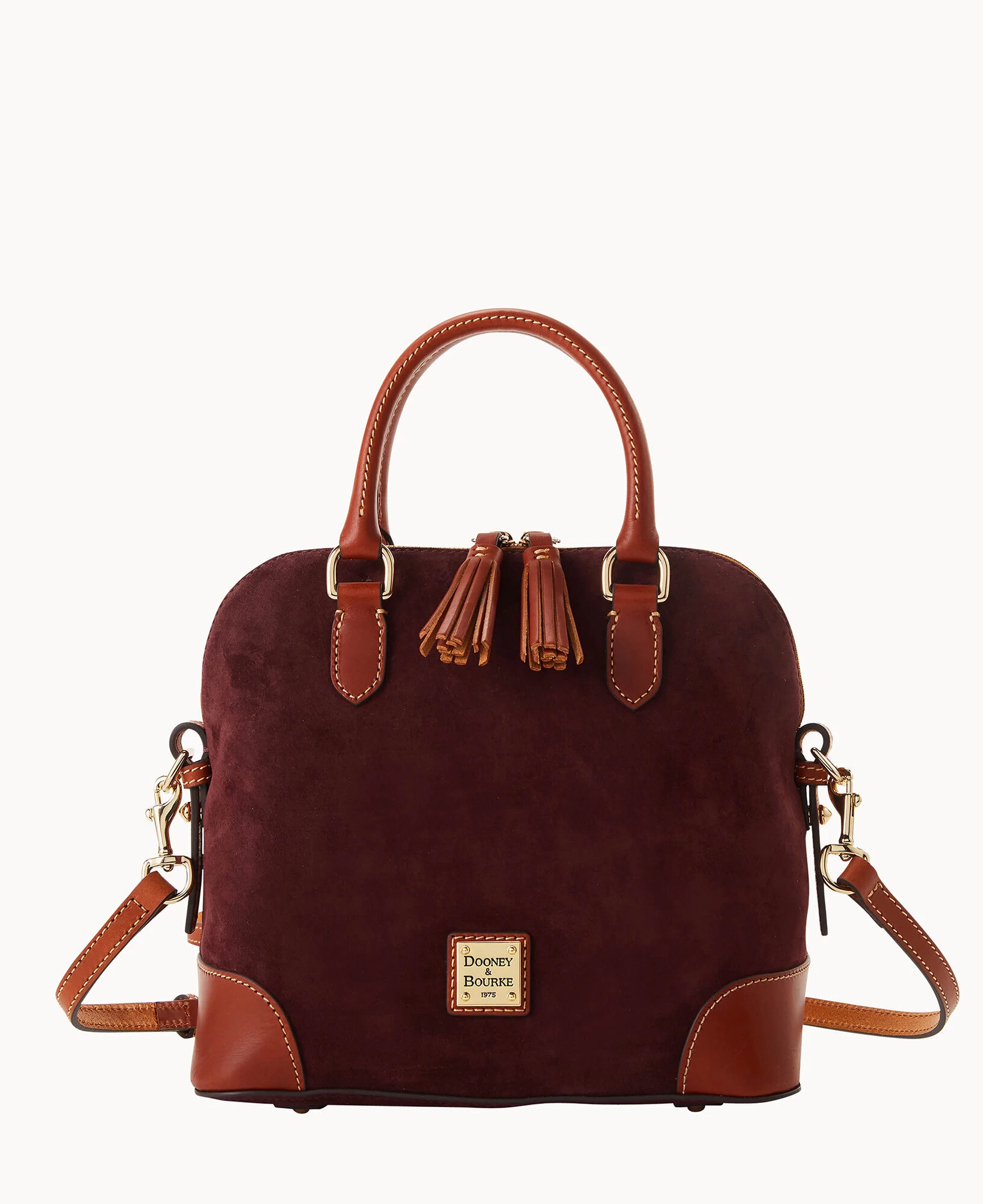 Suede Domed Satchel Wine 3 Suede Domed Satchel Wine