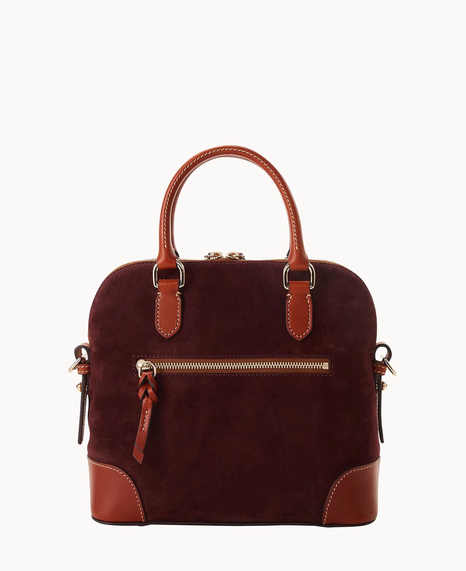 Suede Domed Satchel Wine 11 Suede Domed Satchel Wine - Image 9