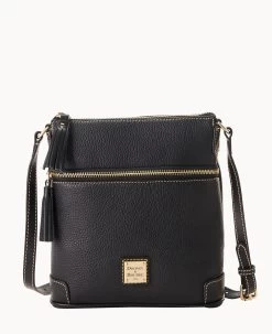 Pebble Grain Small Tassel Crossbody Black Black