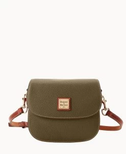Pebble Grain Saddle Bag Wine -Online Sale Dooney & Bourke B2323G AWOLPATN