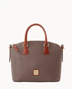 Pebble Grain Domed Satchel Olive -Online Sale Dooney & Bourke B2327G AWELPATN