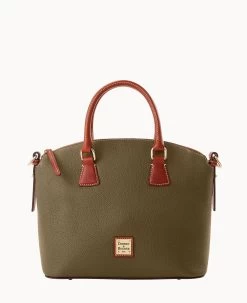 Pebble Grain Domed Satchel Olive -Online Sale Dooney & Bourke B2327G AWOLPATN 1