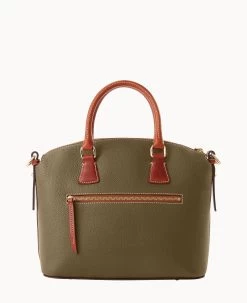 Pebble Grain Domed Satchel Olive -Online Sale Dooney & Bourke B2327G AWOLPATN ALT3