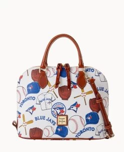 MLB Blue Jays Zip Zip Satchel BLUE JAYS -Online Sale Dooney & Bourke B2343G QUMWPATNBJAY 1