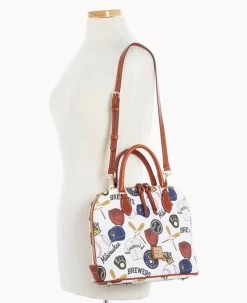 MLB Brewers Zip Zip Satchel BREWERS -Online Sale Dooney & Bourke B2343G QUMWPATNBRWS ALT4 1