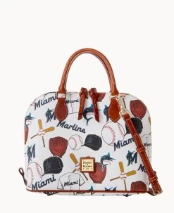 MLB Marlins Zip Zip Satchel MARLINS -Online Sale Dooney & Bourke B2343G QUMWPATNMRLN 2