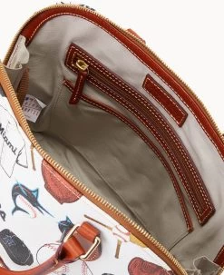 MLB Marlins Zip Zip Satchel MARLINS -Online Sale Dooney & Bourke B2343G QUMWPATNMRLN ALT2