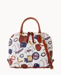 MLB Twins Zip Zip Satchel TWINS -Online Sale Dooney & Bourke B2343G QUMWPATNTWNS 1