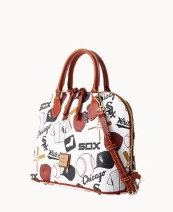 MLB White Sox Zip Zip Satchel WHITE SOX -Online Sale Dooney & Bourke B2343G QUMWPATNWHSX ALT1 1