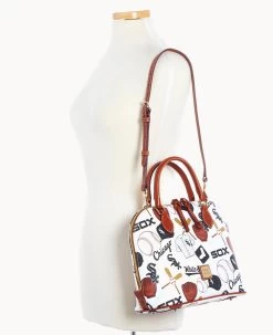 MLB White Sox Zip Zip Satchel WHITE SOX -Online Sale Dooney & Bourke B2343G QUMWPATNWHSX ALT4 1