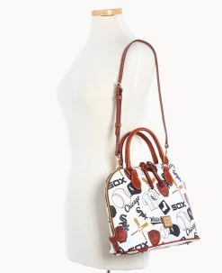 MLB White Sox Zip Zip Satchel WHITE SOX -Online Sale Dooney & Bourke B2343G QUMWPATNWHSX ALT4