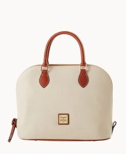 Pebble Grain Domed Satchel Taupe 34 Pebble Grain Domed Satchel Taupe -Online Sale Dooney & Bourke B2367G AWBOPATN