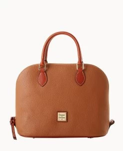 Pebble Grain Domed Satchel Taupe 35 Pebble Grain Domed Satchel Taupe -Online Sale Dooney & Bourke B2367G AWCAPATN