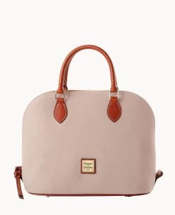 Pebble Grain Domed Satchel Taupe 40 Pebble Grain Domed Satchel Taupe -Online Sale Dooney & Bourke B2367G AWOYPATN