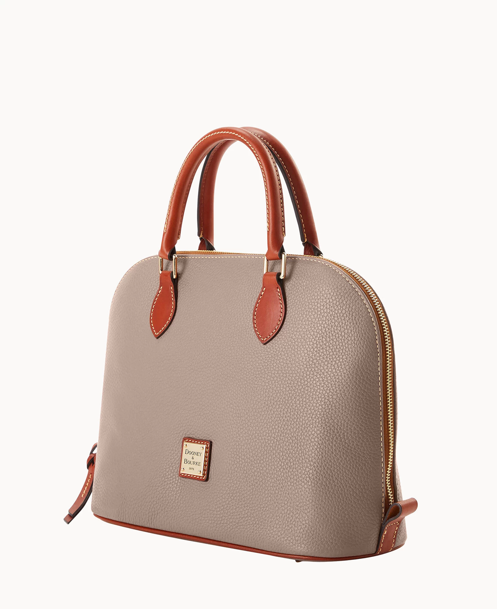 Pebble Grain Domed Satchel Taupe 5 Pebble Grain Domed Satchel Taupe - Image 3