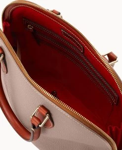Pebble Grain Domed Satchel Taupe 25 Pebble Grain Domed Satchel Taupe -Online Sale Dooney & Bourke B2367G AWTPPATN ALT2