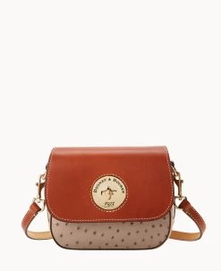 Ostrich Turnlock Flap Saddle Light Taupe 25 Ostrich Turnlock Flap Saddle Light Taupe -Online Sale Dooney & Bourke B2375G OTXDPATN 2
