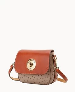 Ostrich Turnlock Flap Saddle Light Taupe 20 Ostrich Turnlock Flap Saddle Light Taupe -Online Sale Dooney & Bourke B2375G OTXDPATN ALT1 1