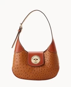 Ostrich Turnlock Hobo 26 Light Taupe 24 Ostrich Turnlock Hobo 26 Light Taupe -Online Sale Dooney & Bourke B2378G OTCAPATN
