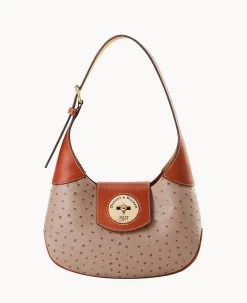 Ostrich Turnlock Hobo 26 Light Taupe 19 Ostrich Turnlock Hobo 26 Light Taupe -Online Sale Dooney & Bourke B2378G OTXDPATN 1