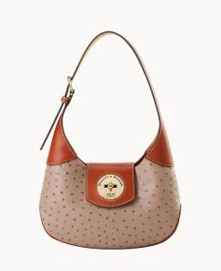 Ostrich Turnlock Hobo 26 Light Taupe 25 Ostrich Turnlock Hobo 26 Light Taupe -Online Sale Dooney & Bourke B2378G OTXDPATN 2