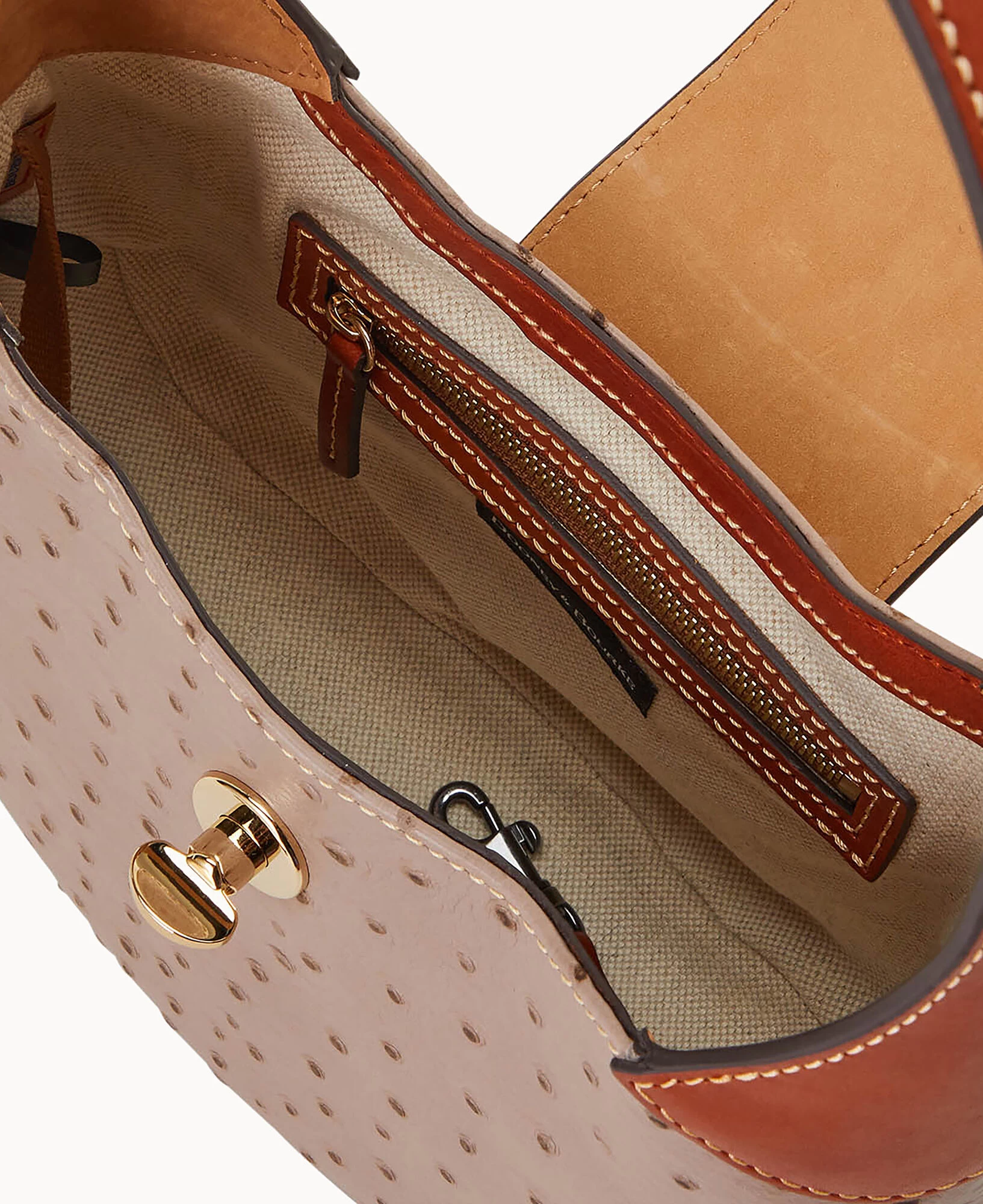 Ostrich Turnlock Hobo 26 Light Taupe 5 Ostrich Turnlock Hobo 26 Light Taupe - Image 3