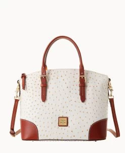 Ostrich Domed Satchel Light Taupe -Online Sale Dooney & Bourke B9062G OTBOPATN