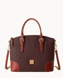 Ostrich Domed Satchel Light Taupe -Online Sale Dooney & Bourke B9062G OTEEPATN
