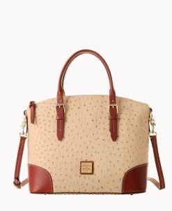 Ostrich Domed Satchel Light Taupe -Online Sale Dooney & Bourke B9062G OTSDPATN