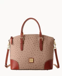 Ostrich Domed Satchel Light Taupe -Online Sale Dooney & Bourke B9062G OTXDPATN 1